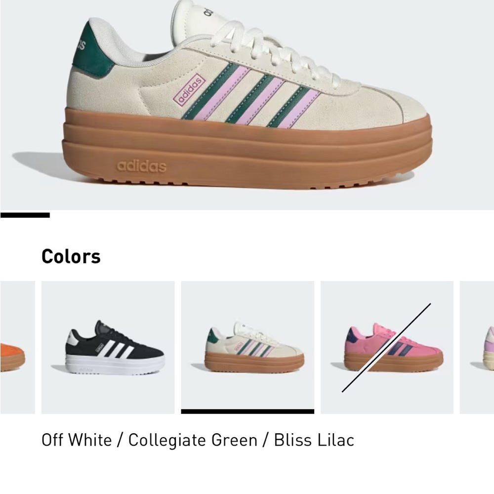 Adidas Cream Sneakers with Green and Purple Accents